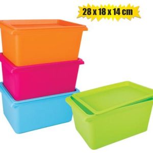 STORAGE CONTAINER 28x18x14cm W/LID