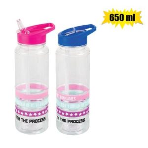 WATER BOTTLE 650ml RUBBER BAND SLOGANS