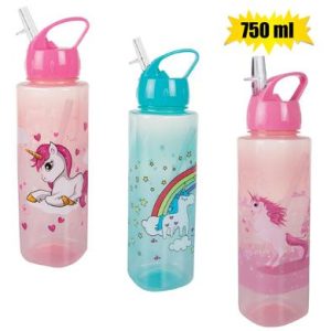 WATER BOTTLE 750ml UNICORN PRINT