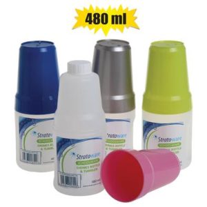 WATER BOTTLE & TUMBLER-SET PL 480ml ASTD