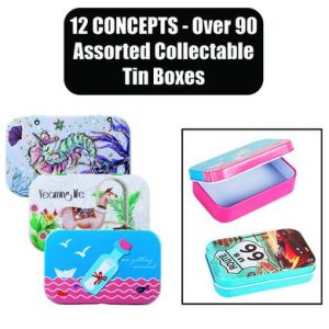 STORAGE TIN RECTANGULAR 9x6x2cm ASSORTED