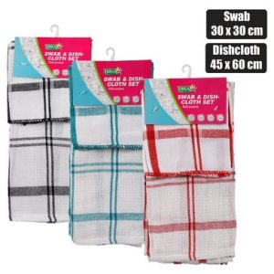 DISH CLOTH + SWAB SET 2PC HONEYCOMB