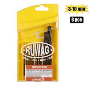 RUWAG DRILL-BIT-SET STEEL 3-10mm 8PCE
