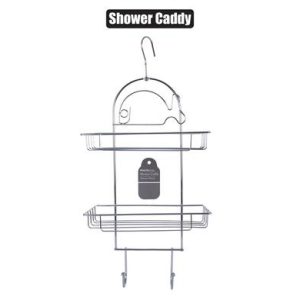 SHOWER CADDY CHROME 2xSHELVES+2xHOOKS