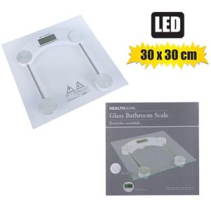 BATHROOM SCALE SQUARE LCD GLASS PLATFORM