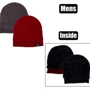 BEANIE ADULT W/INNER PLAIN COLOURS ASST