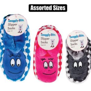 SOCKS SLIPPER KIDS INDOOR W/FACE SZE6-12