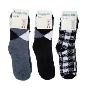 SOCKS ADULT FLUFFY CHECK DESIGN ASSTD
