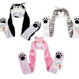 BEANIE KIDS ANIMAL W/EARFLAP+HANDPOCKET