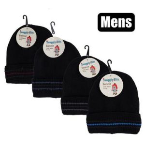 BEANIE ADULT W/INNER STRIPE ASST