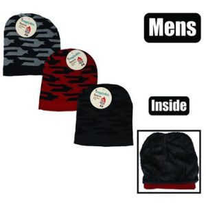 BEANIE ADULT W/LINING CHEVRON ASSTD