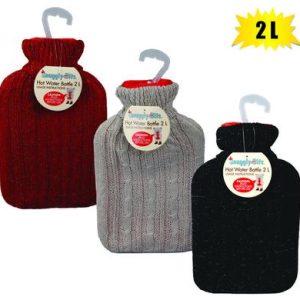 HOT WATER BOTTLE W/KNITTED COVER 2L
