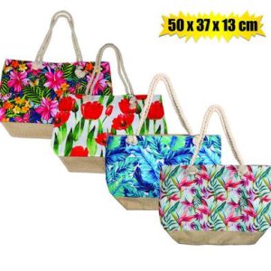BEACH BAG 50x37x13cm ASSTD W/ROPE HANDLE