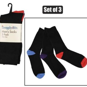 SOCKS MEN COL 3PC HEEL & TOE