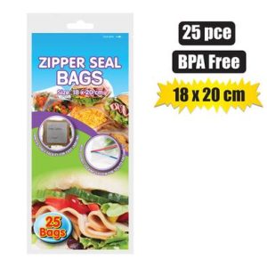 DISPOSABLE BAG ZIPPERSEAL 25PC 18x20cm