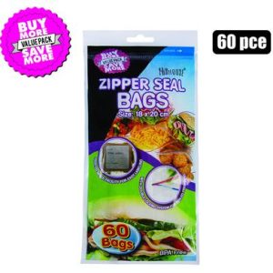 DISPOSABLE BAG ZIPPERSEAL 60PC 18x20cm