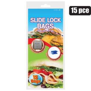 DISPOSABLE BAG SLIDE LOCK 15Pc 20x17cm