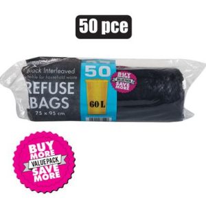 REFUSE BAG 50PC BLACK 750x950mm