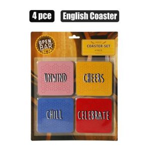 COASTER-SET 4PC MDF SENTIMENT ASSTD