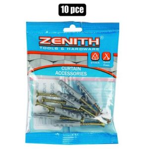 CURTAIN PLUGS + SCREWS 10PCE ZENITH