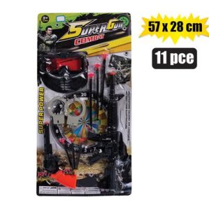 GUN RIFLE SUCTION DART SET 11pc 57x28cm