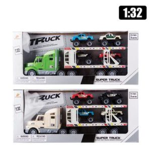 VEHICLE PLAYSET TRUCK & TRAILOR W/4CARS