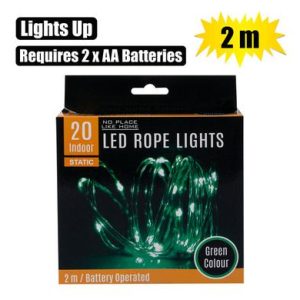 LIGHT LED-20x GREEN ROPE 2m B/O