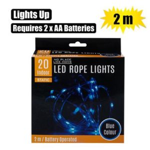 LIGHT LED-20x BLUE ROPE 2m B/O