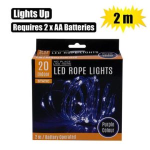 LIGHT LED-20x PURPLE ROPE 2m B/O