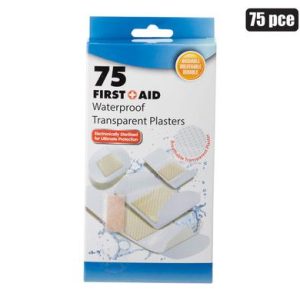 FIRSTAID PLASTER TRANS 75PC ASTD SIZE