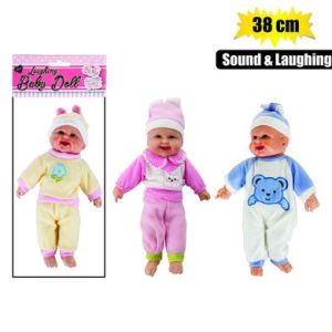 DOLL BABY ASSTD W/SOUND 38cm