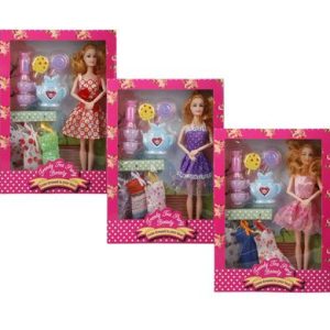 FASHION DOLL WITH DRESSES & TEA SET