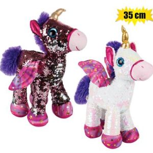 PLUSH UNICORN GLITZIES W/ WINGS 35cm