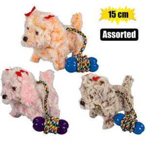 PLUSH DOG WALKING B/O ASSTD 15cm