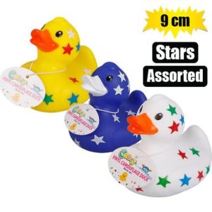 BABY VINYL THEMED DUCK 9cm, STAR ASSTD