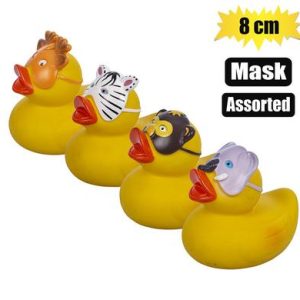 BABY VINYL THEMED DUCK 8cm, MASK ASSTD