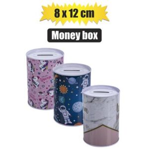 MONEY-BANK TIN KIDDIES ASSTD 8X12CM