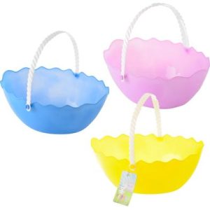 EASTER HUNT BASKET PLASTIC W/HANDLE ASS