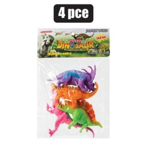 ANIMALS DINOSAURS BRIGHT 4pc 18cm
