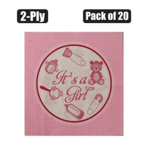 SERVIETTES 2PLY 33cm 20PC BABY GIRL