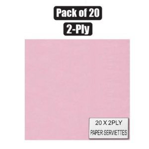 SERVIETTES 2PLY 33cm 20PC PLAIN PINK