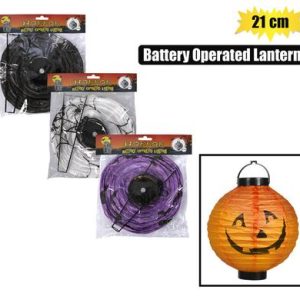 NOVELTY HALLOWEEN LANTERN B/O 21cm ASSTD
