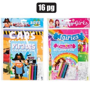 BOOK COLOURING FUN KIT 16P ASSTD